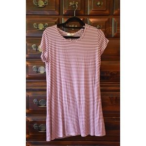 NWOT Pink and White Striped T-Shirt Dress